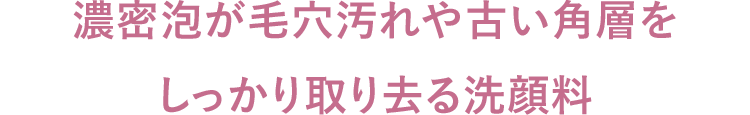 濃密泡が毛穴汚れや角層をしっかり取り去る洗顔料